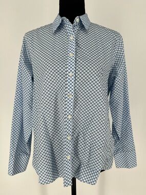 LANDS’ END  Blue Geometric Button-Up Shirt